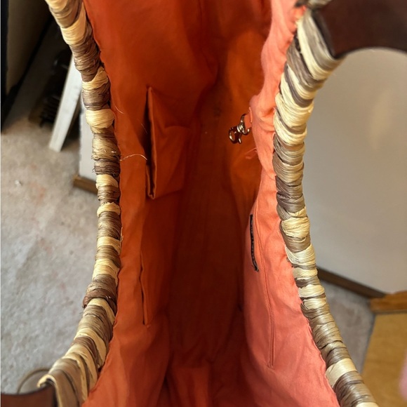 The Limited Woven Natural Fiber Wood Handle Large Tote - Picture 3 of 8